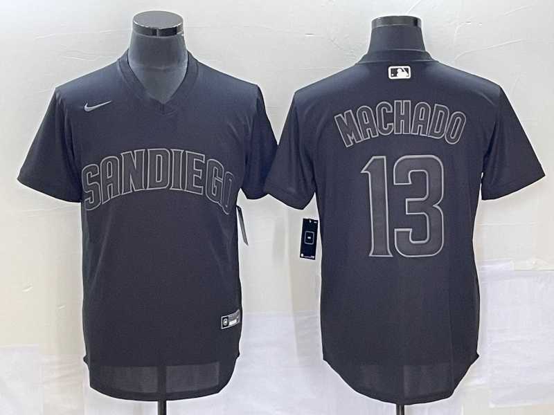 Men%27s San Diego Padres #13 Manny Machado Black Pullover Turn Back The Clock Stitched Cool Base Jersey